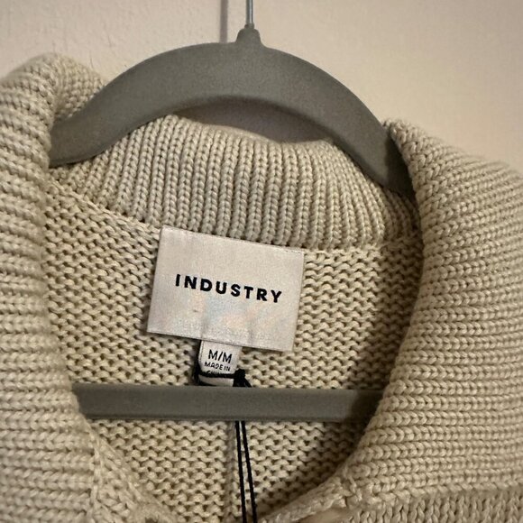 Industry Collared Polo Style Knit Pullover Womens Sz M Beachy Minimalist Sweater - Picture 4 of 7